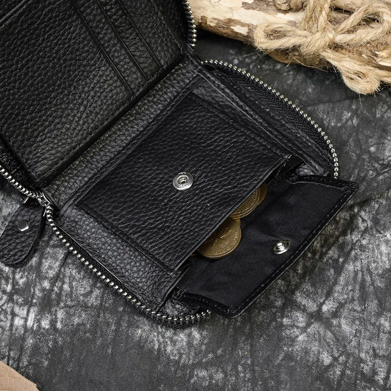 Trifold Snap Leather Wallet