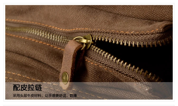 New Fashion Vintage Leather Canvas Men's Messenger Bag Cotton Canvas Crossbody Bag Men Shoulder Bag Sling Casual Bag Leisure