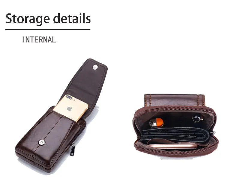 BULLCAPTAIN  MEN'S Leather BELT WAIST Bag Military Fanny PACK Molle Small Money Phone WAIST PACK Bum Pouch PURSE
