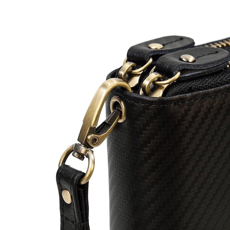 Luufan Vintage Crazy Horse Leather Men Women Long Purse Wallet Credit Card Double Zip Wallets Long Wallet Male Clutch Purse
