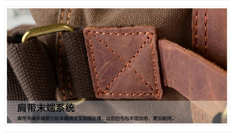 New Fashion Vintage Leather Canvas Men's Messenger Bag Cotton Canvas Crossbody Bag Men Shoulder Bag Sling Casual Bag Leisure