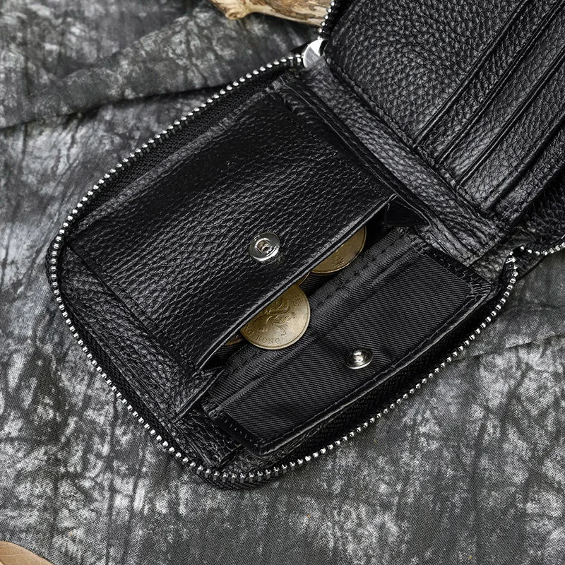 Trifold Snap Leather Wallet