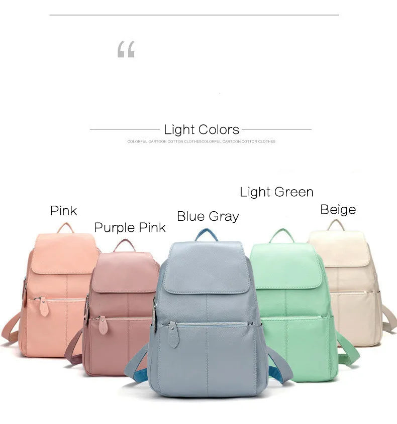 Zency Stylish Black White Genuine Leather Women Backpack A++ Quality Anti-theft Large Capacity Knapsack Travel Designer Rucksack