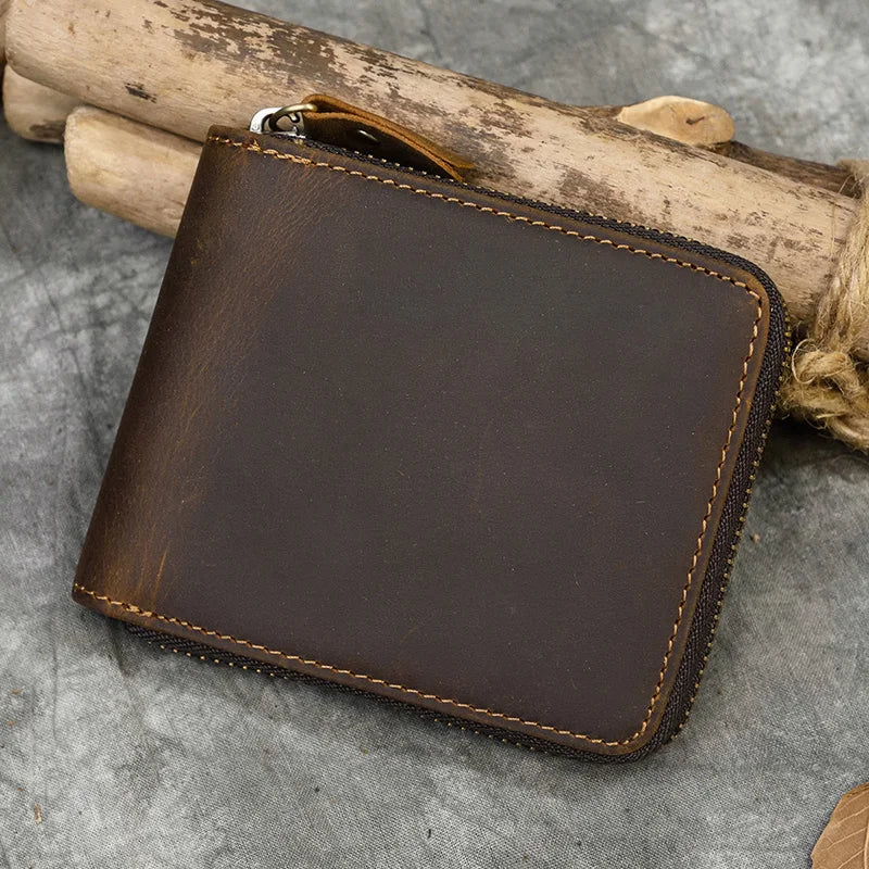Trifold Snap Leather Wallet