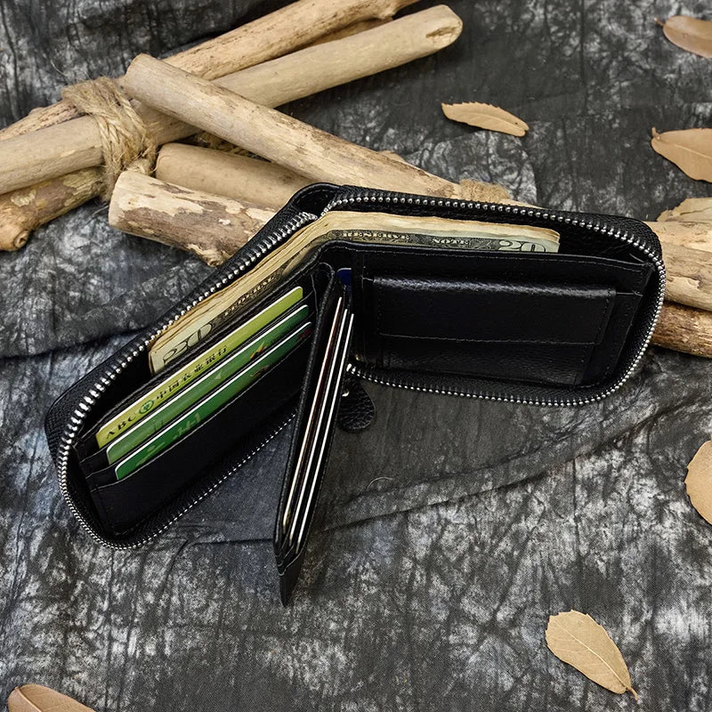 Trifold Snap Leather Wallet
