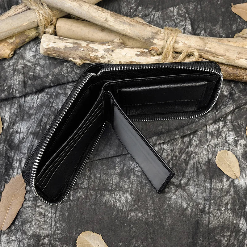 Trifold Snap Leather Wallet