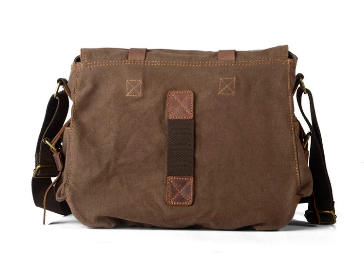 New Fashion Vintage Leather Canvas Men's Messenger Bag Cotton Canvas Crossbody Bag Men Shoulder Bag Sling Casual Bag Leisure