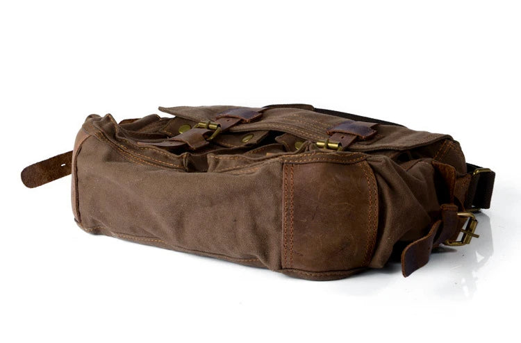 New Fashion Vintage Leather Canvas Men's Messenger Bag Cotton Canvas Crossbody Bag Men Shoulder Bag Sling Casual Bag Leisure