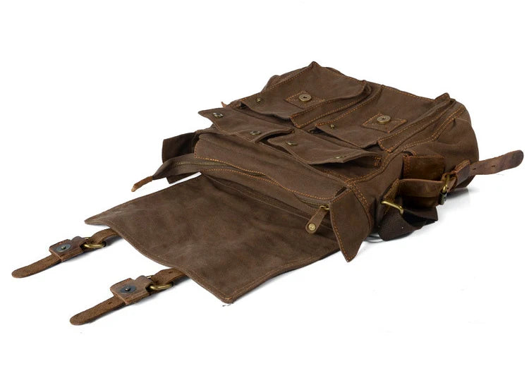 New Fashion Vintage Leather Canvas Men's Messenger Bag Cotton Canvas Crossbody Bag Men Shoulder Bag Sling Casual Bag Leisure