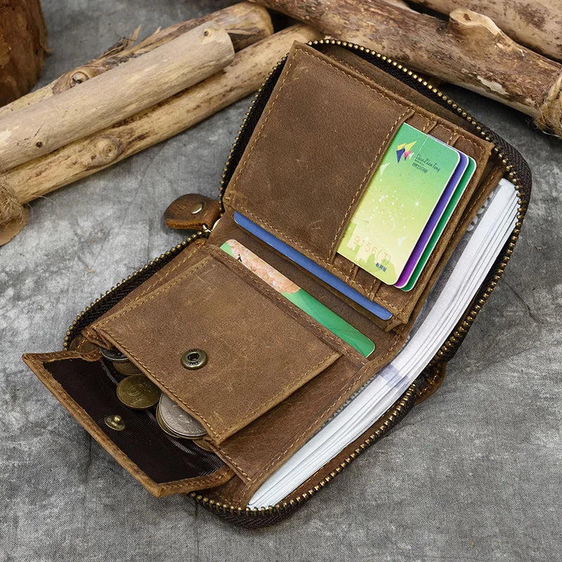 Trifold Snap Leather Wallet