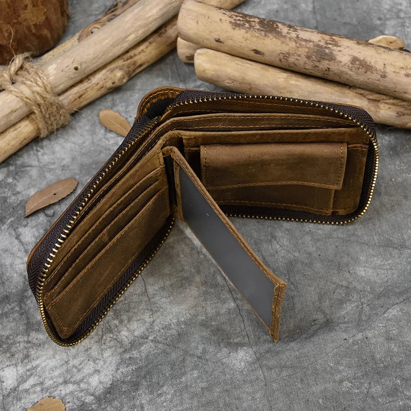 Trifold Snap Leather Wallet