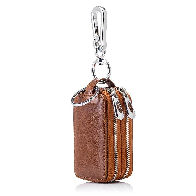 Dual-pocket Lethear Key Holder