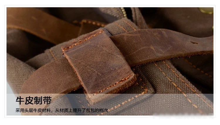 New Fashion Vintage Leather Canvas Men's Messenger Bag Cotton Canvas Crossbody Bag Men Shoulder Bag Sling Casual Bag Leisure