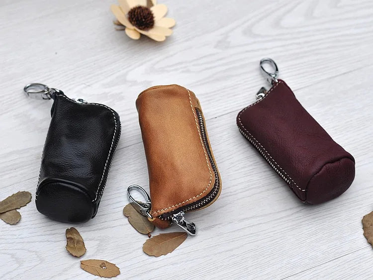 Zipper Leather Pouch Bag