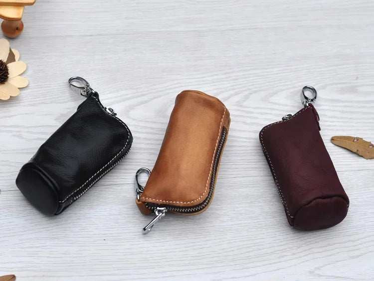 Zipper Leather Pouch Bag