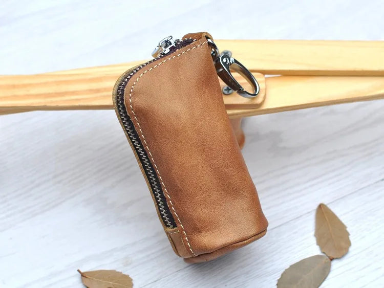 Zipper Leather Pouch Bag