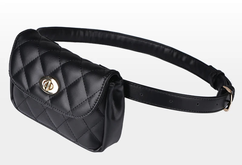 Mihaivina Fashion Leather Waist Bag Women Fanny Chest Bag Pack Femal Plaid Belt Bags Hip Money Travel Phone Pouch Bags