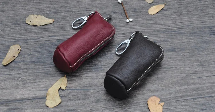 Zipper Leather Pouch Bag