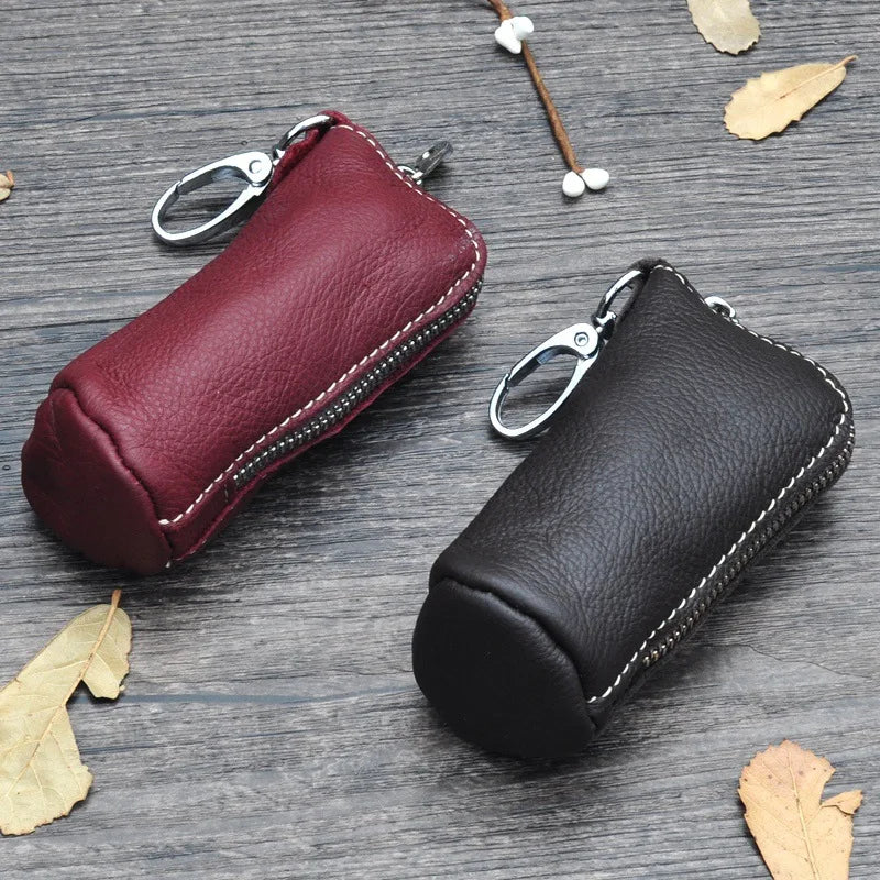 Zipper Leather Pouch Bag