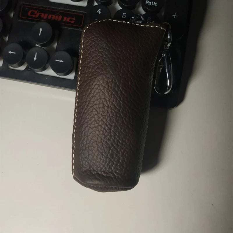 Zipper Leather Pouch Bag