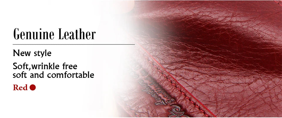 Fashion Genuine Leather Women Wallet Bi-fold Wallets Red ID Card Holder Coin Purse With Double Zipper Small Women's Purse 2022