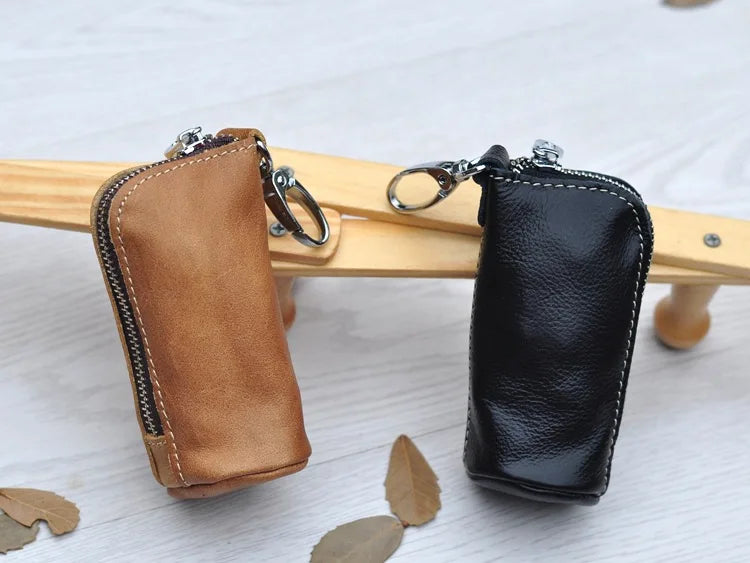 Zipper Leather Pouch Bag