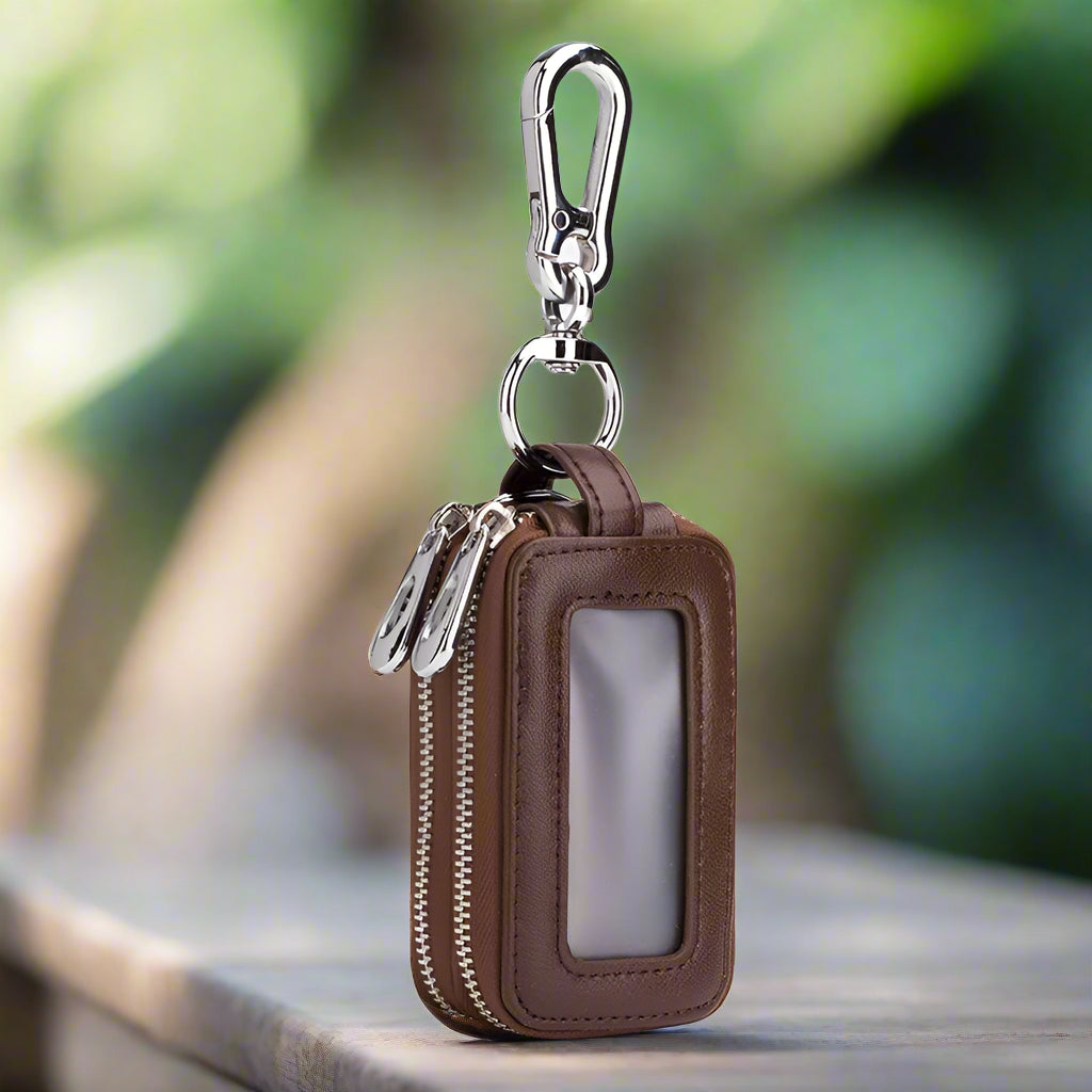 Dual-pocket Lethear Key Holder