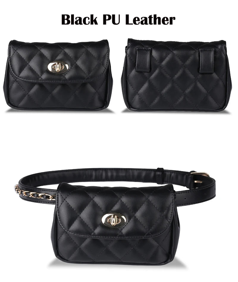 Mihaivina Fashion Leather Waist Bag Women Fanny Chest Bag Pack Femal Plaid Belt Bags Hip Money Travel Phone Pouch Bags