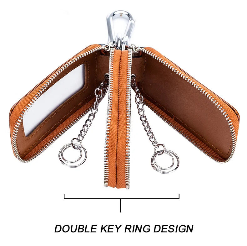 Dual-pocket Lethear Key Holder