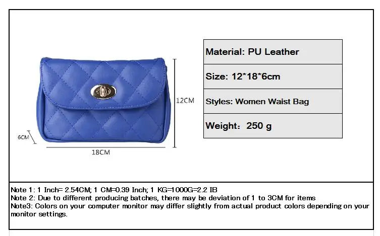 Mihaivina Fashion Leather Waist Bag Women Fanny Chest Bag Pack Femal Plaid Belt Bags Hip Money Travel Phone Pouch Bags
