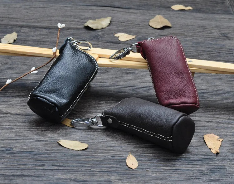 Zipper Leather Pouch Bag