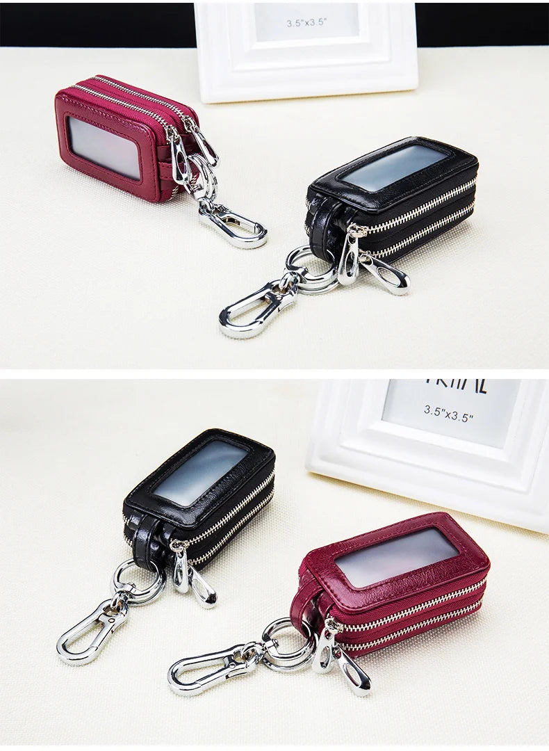Dual-pocket Lethear Key Holder