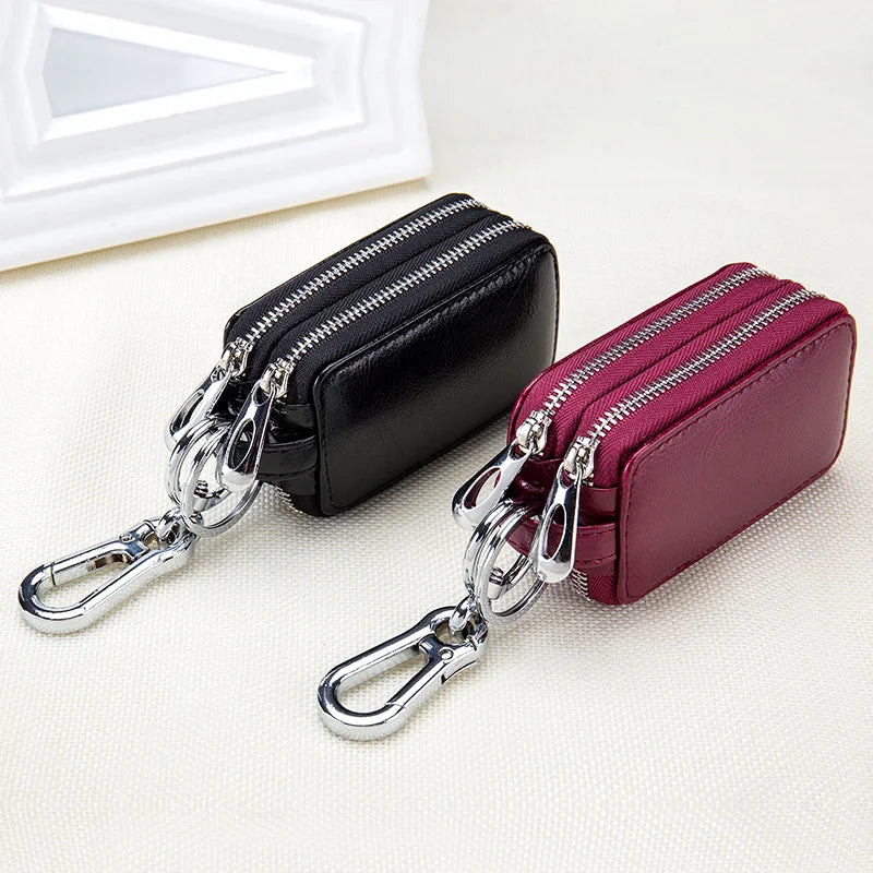 Dual-pocket Lethear Key Holder