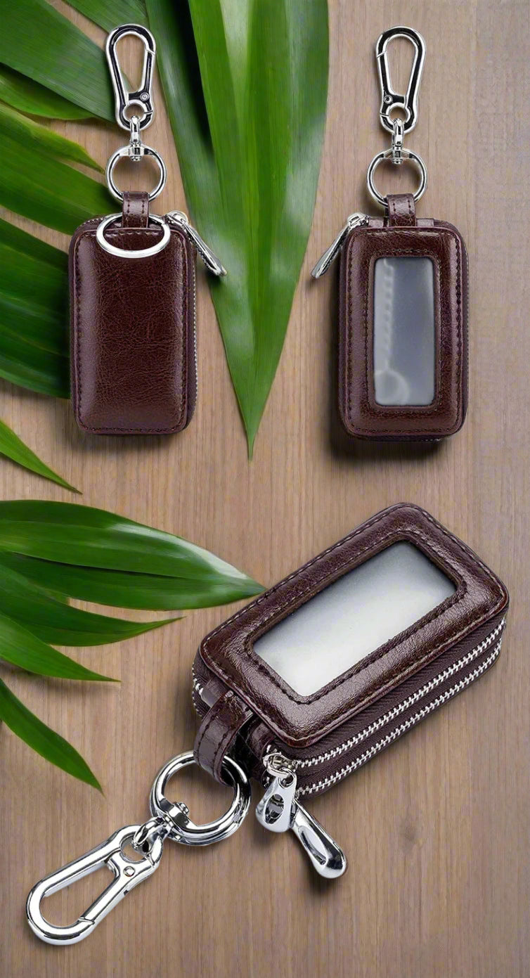 Dual-pocket Lethear Key Holder