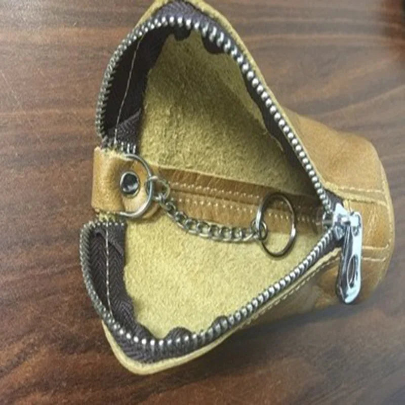 Zipper Leather Pouch Bag