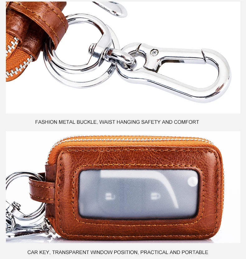 Dual-pocket Lethear Key Holder