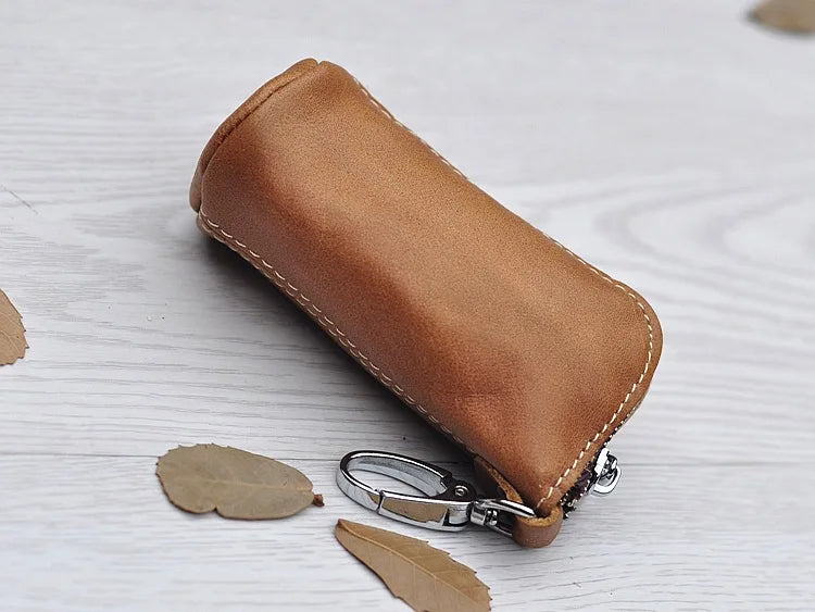 Zipper Leather Pouch Bag