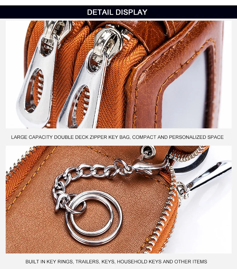 Dual-pocket Lethear Key Holder