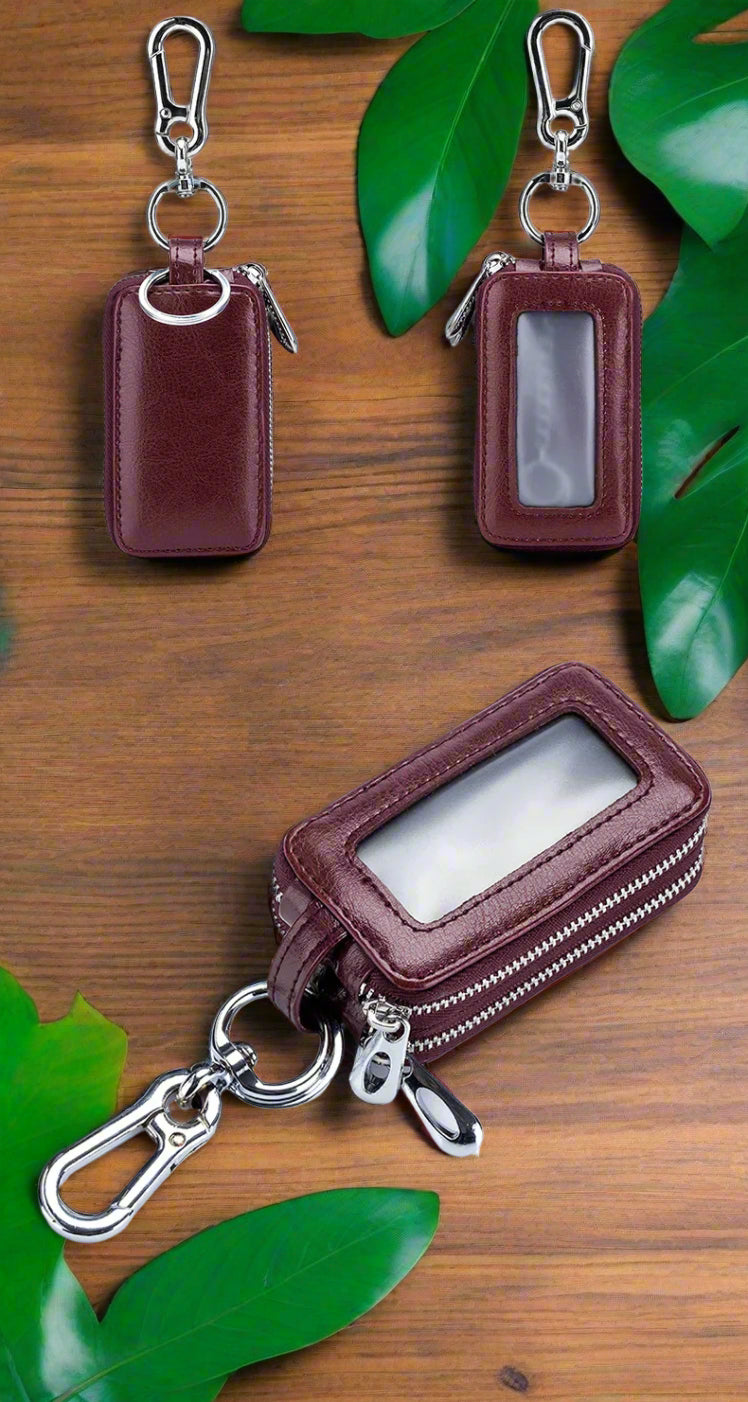 Dual-pocket Lethear Key Holder