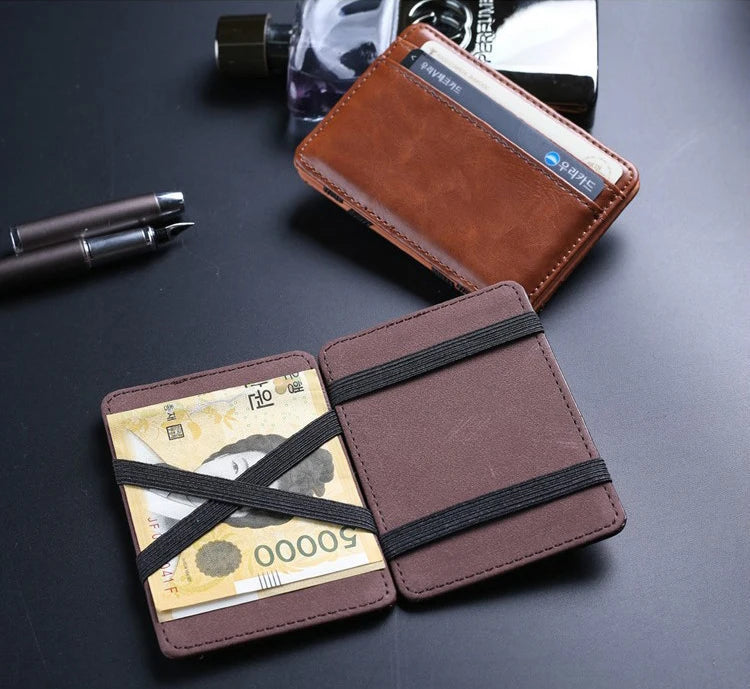 New Arrival High Quality Leather Magic Wallets Fashion Small Men Money Clips Card Purse Thin Cash Holder 3 Colors