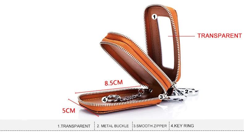 Dual-pocket Lethear Key Holder