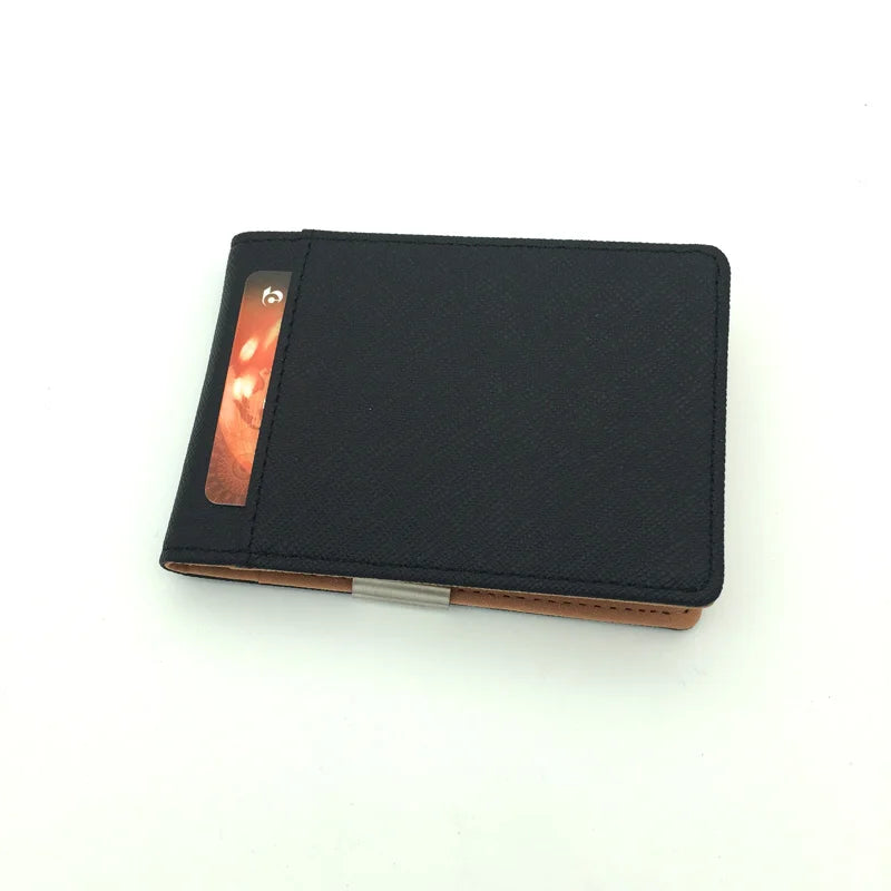 New Fashion Men's Leather Money Clips Wallet Multifunctional Thin Man Card Purses Women Metal Clamp For Money Cash Holder
