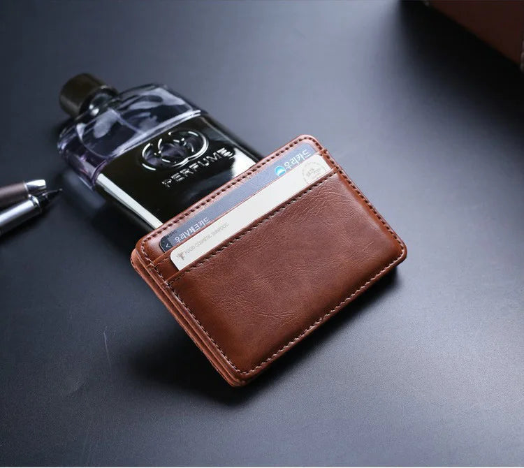 New Arrival High Quality Leather Magic Wallets Fashion Small Men Money Clips Card Purse Thin Cash Holder 3 Colors