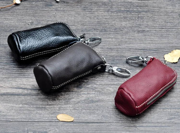 Zipper Leather Pouch Bag
