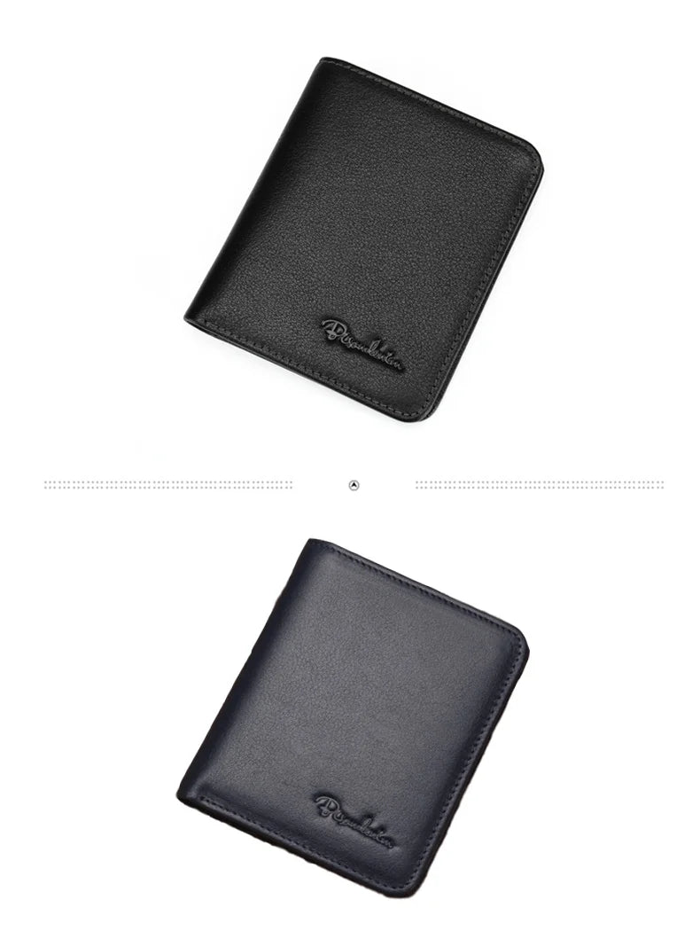 BISON DENIM Black Purse For Men Genuine Leather Men's Wallets Thin Male Wallet Card Holder Cowskin Soft Mini Purses N4429