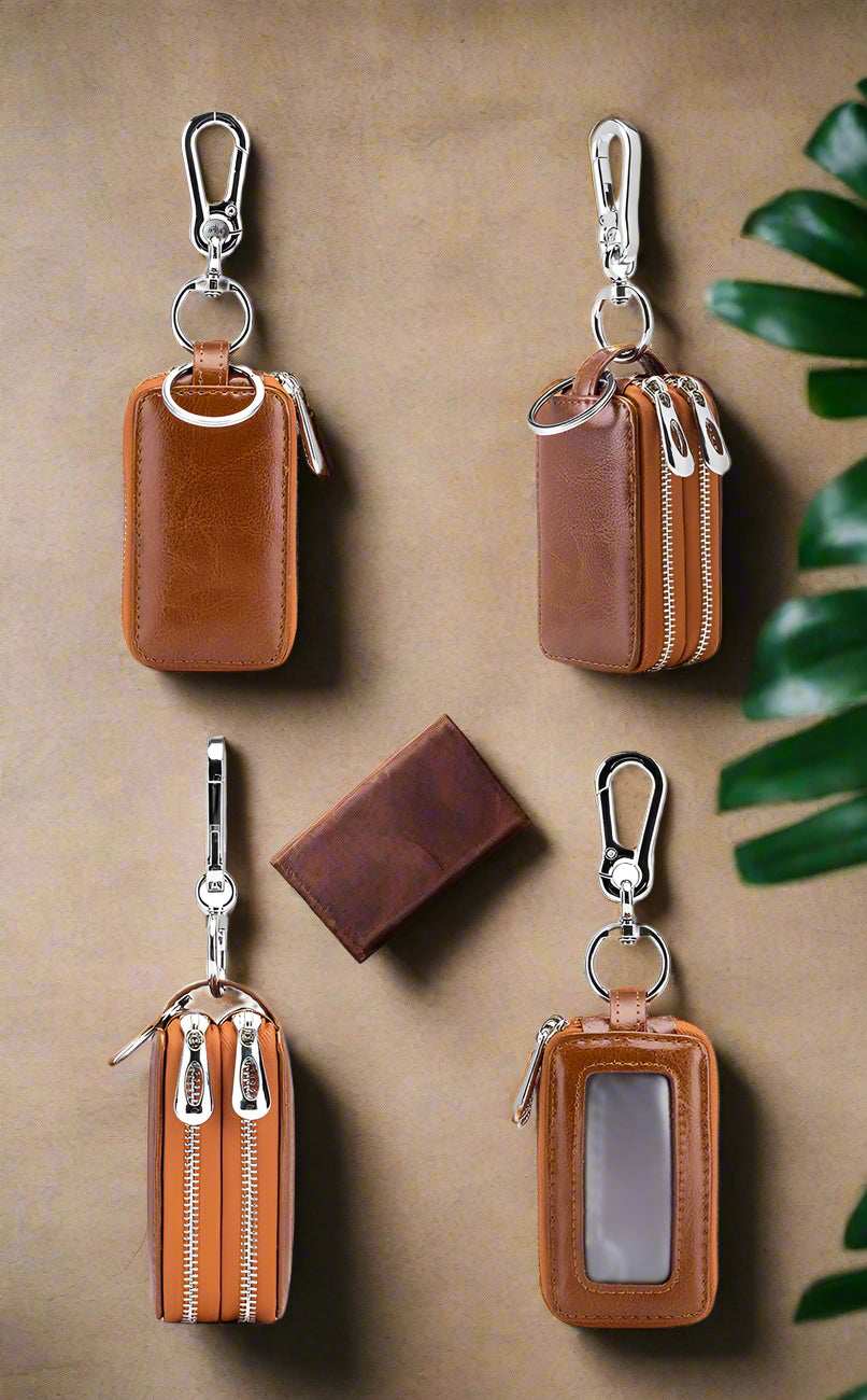Dual-pocket Lethear Key Holder