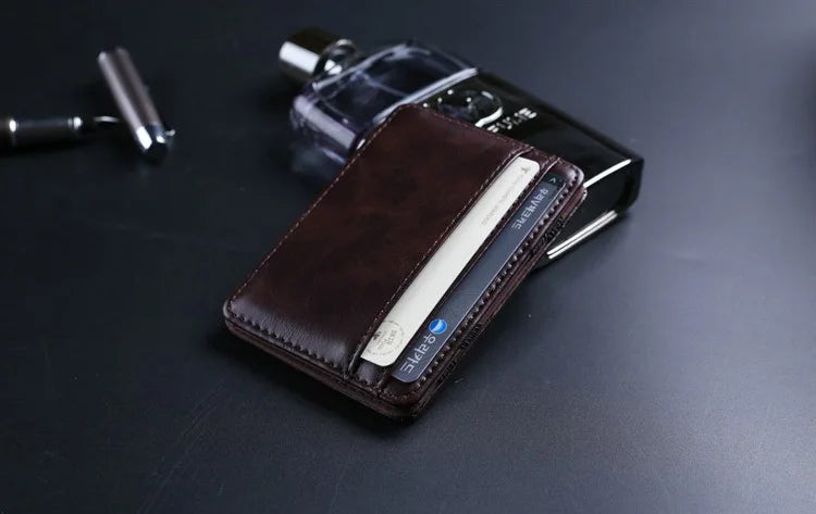 New Arrival High Quality Leather Magic Wallets Fashion Small Men Money Clips Card Purse Thin Cash Holder 3 Colors