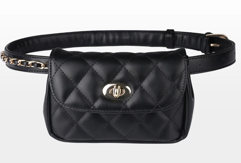 Mihaivina Fashion Leather Waist Bag Women Fanny Chest Bag Pack Femal Plaid Belt Bags Hip Money Travel Phone Pouch Bags