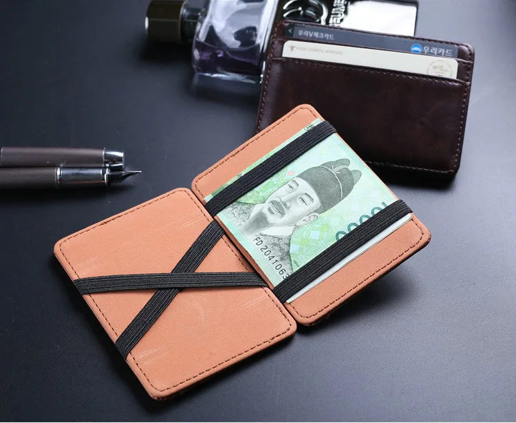New Arrival High Quality Leather Magic Wallets Fashion Small Men Money Clips Card Purse Thin Cash Holder 3 Colors