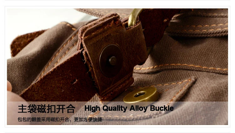 New Fashion Vintage Leather Canvas Men's Messenger Bag Cotton Canvas Crossbody Bag Men Shoulder Bag Sling Casual Bag Leisure